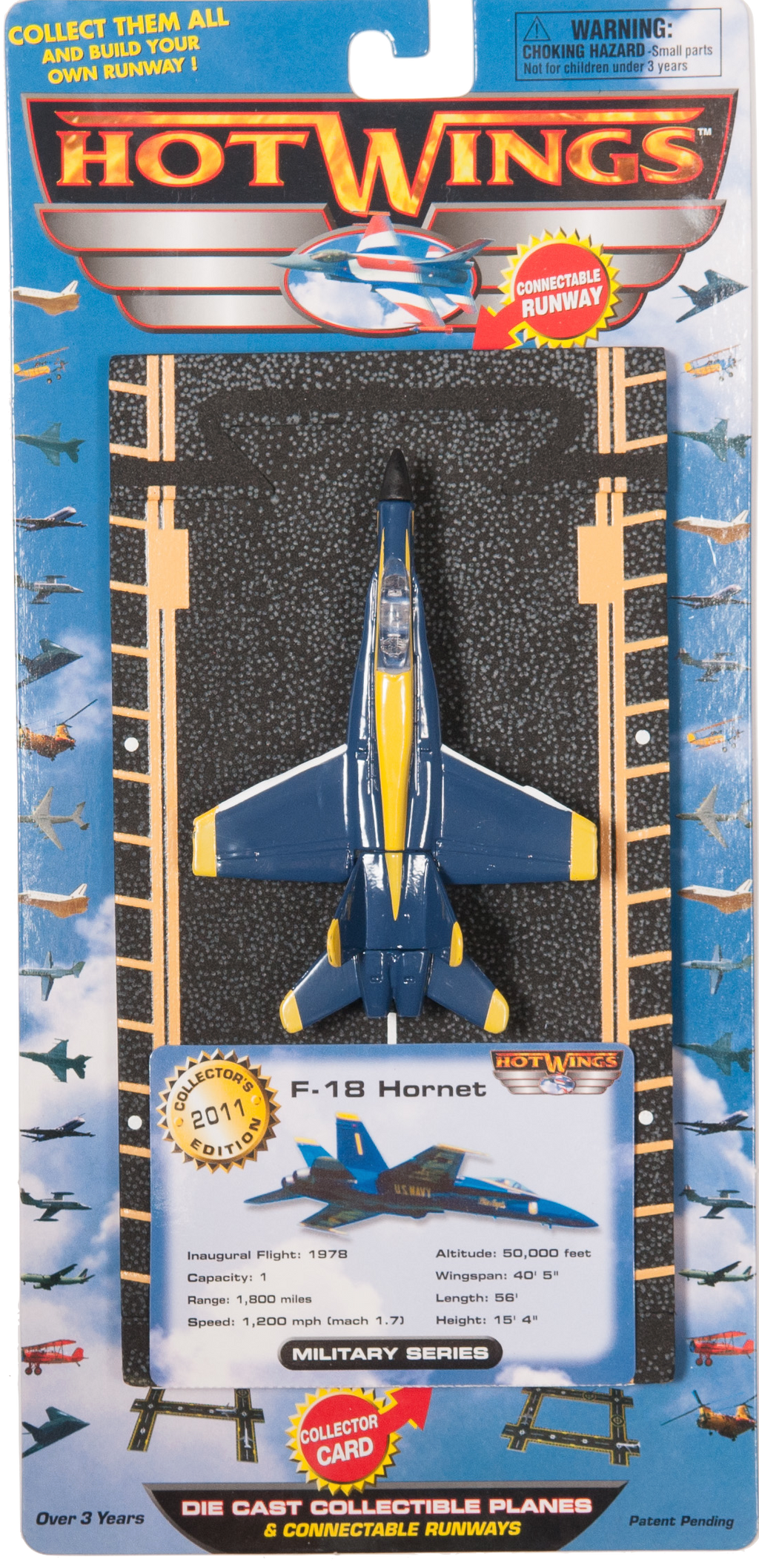 F 18 Hornet Blue Angels Hot Wings plane with connectible runway