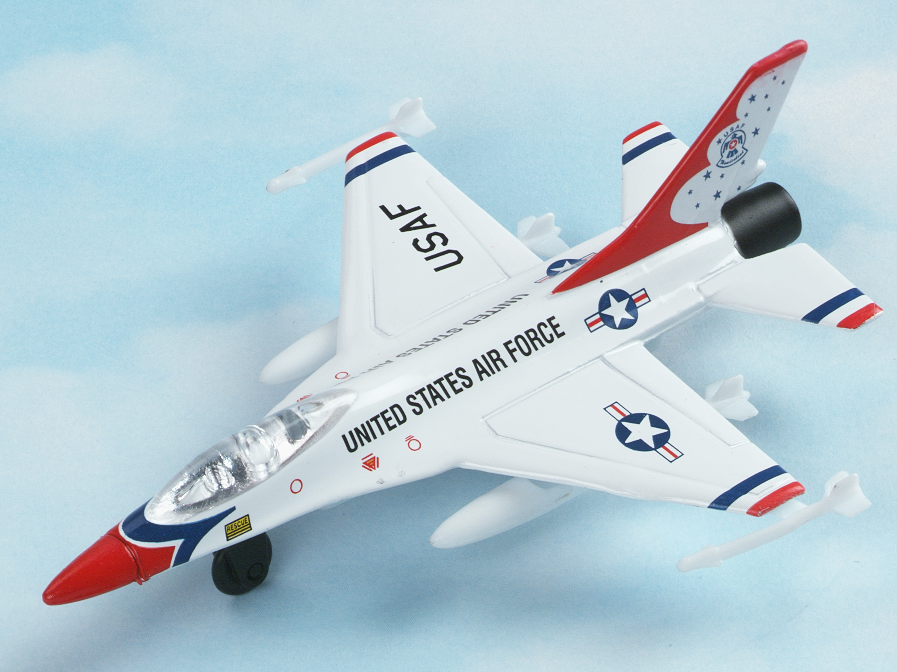 F 16 Thunderbird Hot Wings plane with connectible runway Just Think Toys