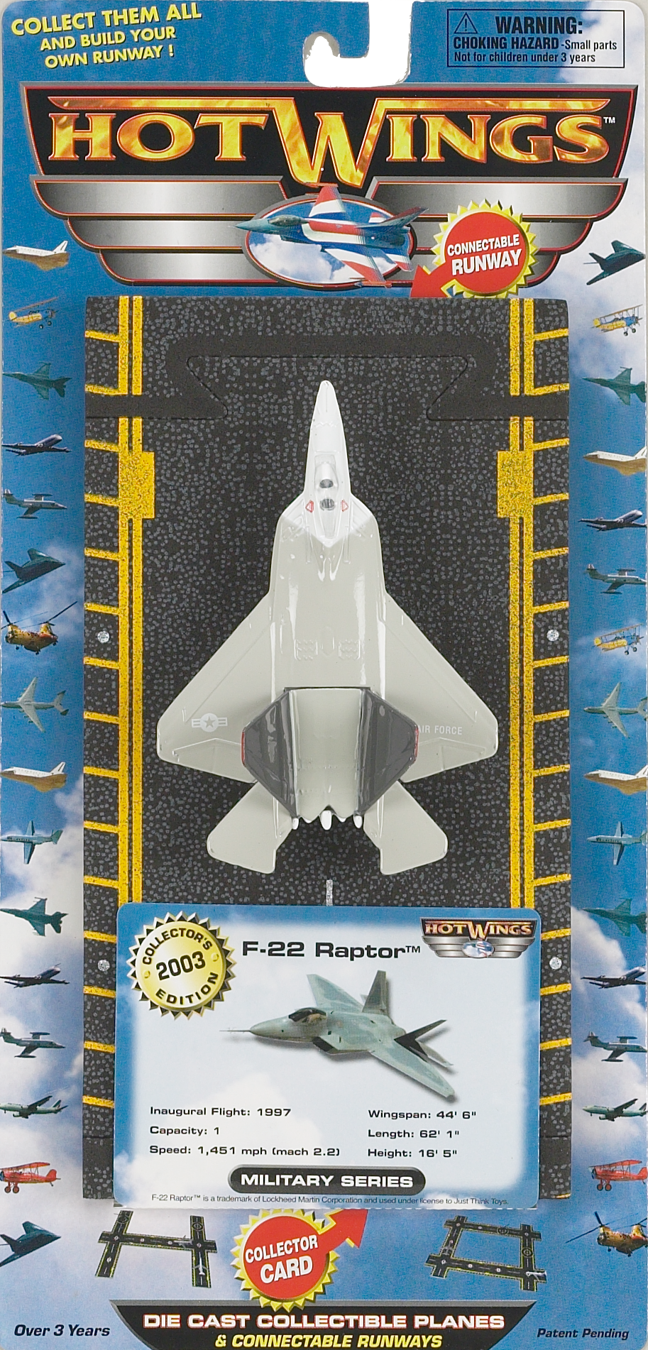 F-22 Raptor Hot Wings plane and connectible runway. – Just Think Toys