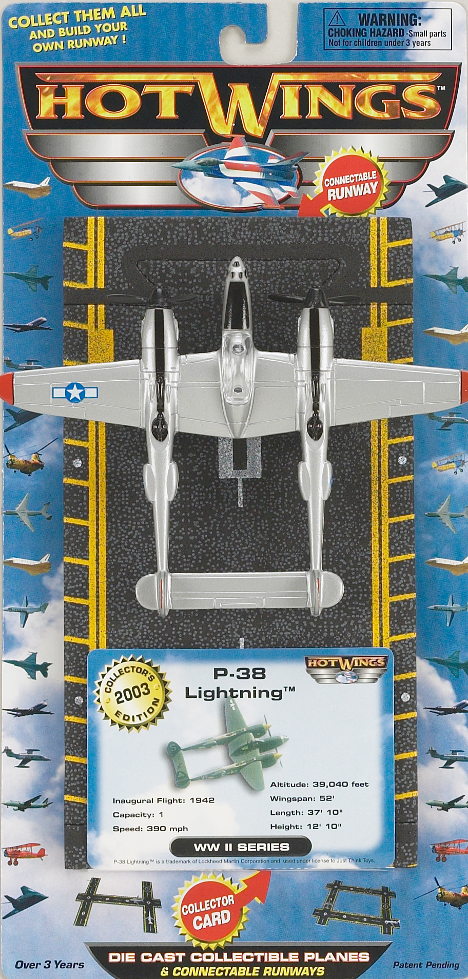 P-38 Lightning Hot Wings plane and connectible runway. – Just