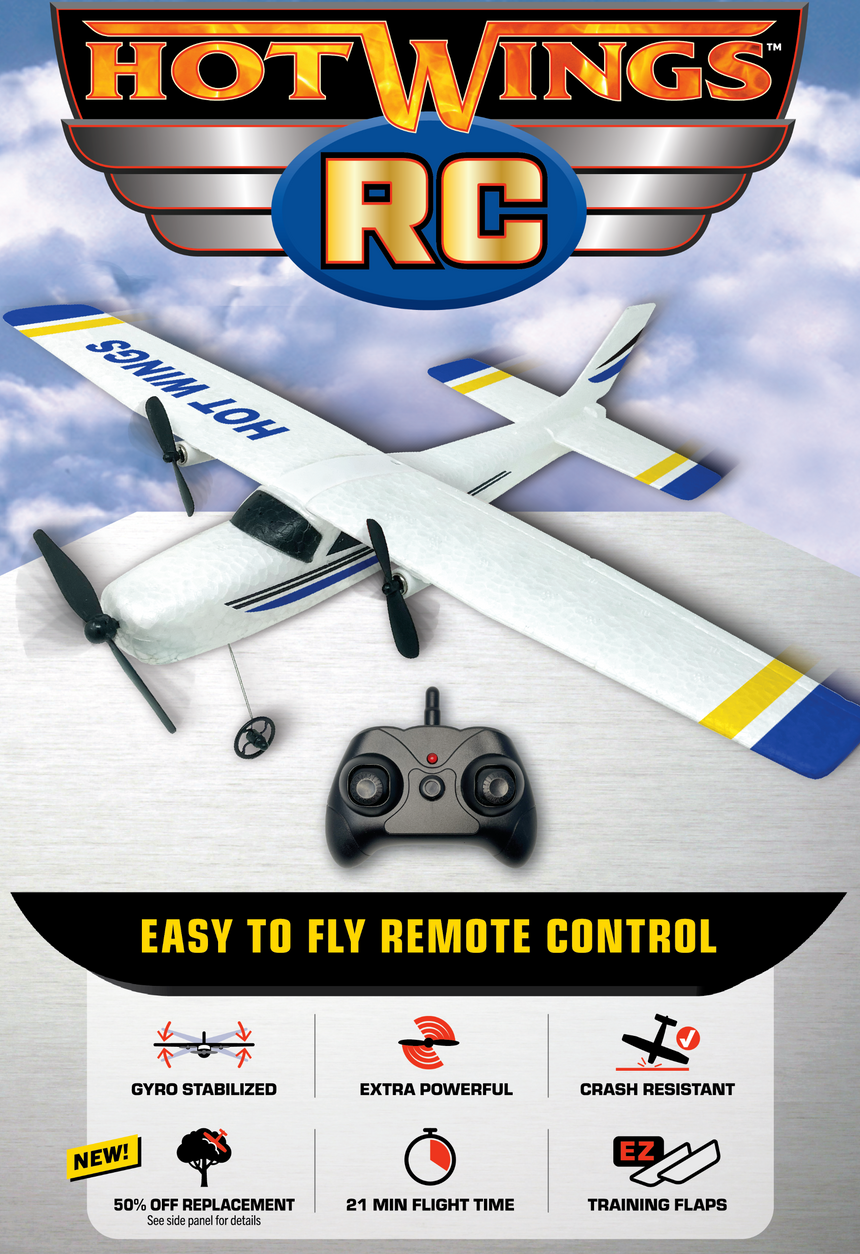 Hot Wings Gyro Stabilized Easy to Fly Replacement Private RC Plane (Plane Only... no controller or batteries)