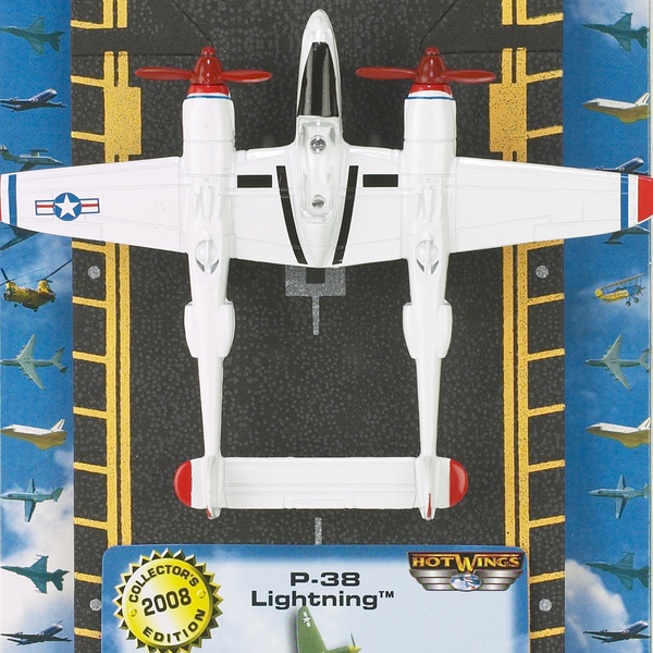 P-38 Lightning Die Cast Plane With Connectible Runway - Grey Collectible Model